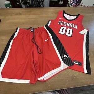 Georgia Bulldogs Jersey Shorts Set Mens Large Red NCAA Basketball Nike